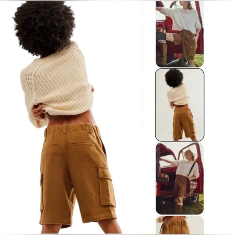 NWT FREE PEOPLE Charli Wool Cargo Shorts, MED - Picture 2 of 4